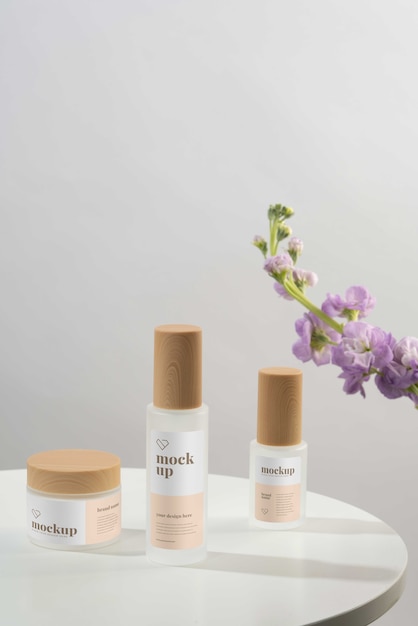 view of beauty products with packaging