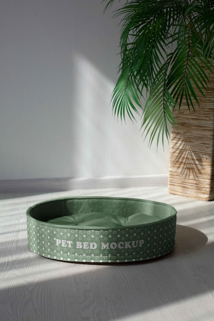 PSD vista del design del mock-up del letto per animali domestici