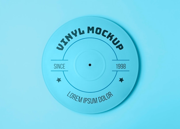 PSD sopra la vista del mockup in vinile blu