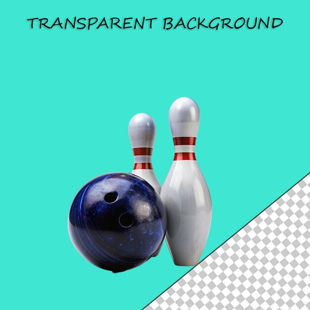 PSD view of bowling pins and ball