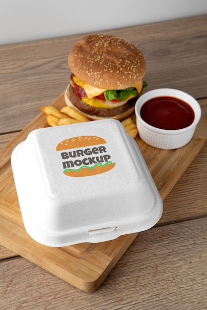 PSD per visualizzare il mockup della scatola di hamburger