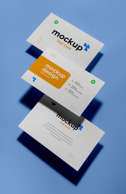 PSD above view business cards mockup