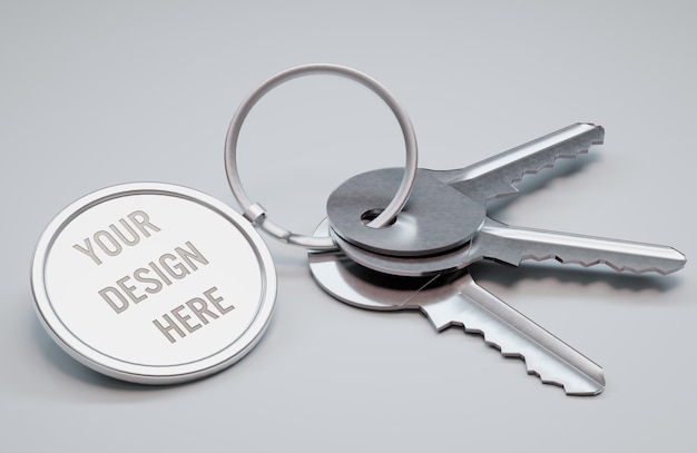 PSD view of a circle key ring mockup