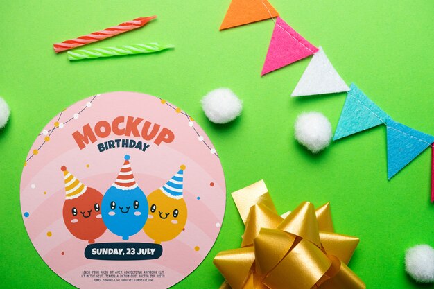 PSD view of colorful happy birthday card for children's birthday party