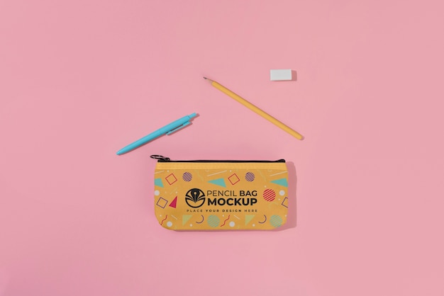 Round Printed Small Pencil Bag Mockup