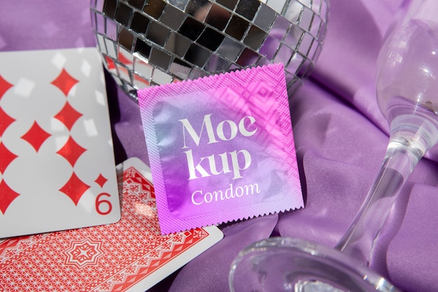 PSD view of condom in plastic wrapper