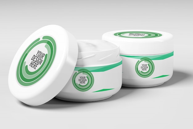 PSD view of a cream container mockup