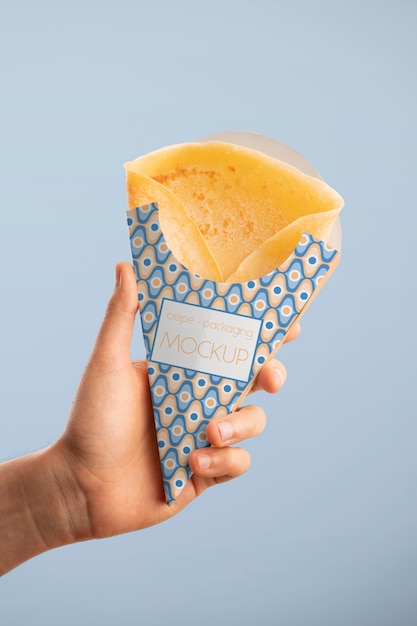 PSD view of crepe snack in packaging mock-up