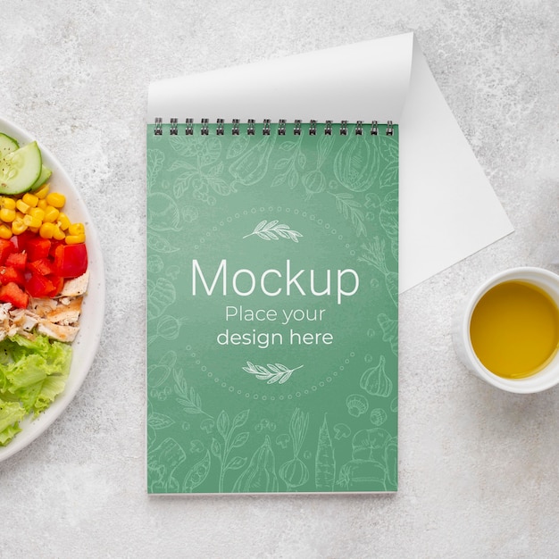 PSD above view delicious healthy food mock-up