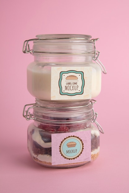 PSD view of dessert jars mock-up