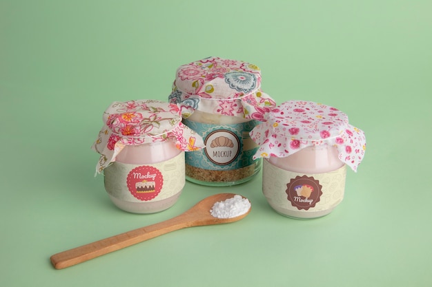 PSD view of dessert jars mock-up