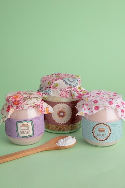 PSD view of dessert jars mock-up