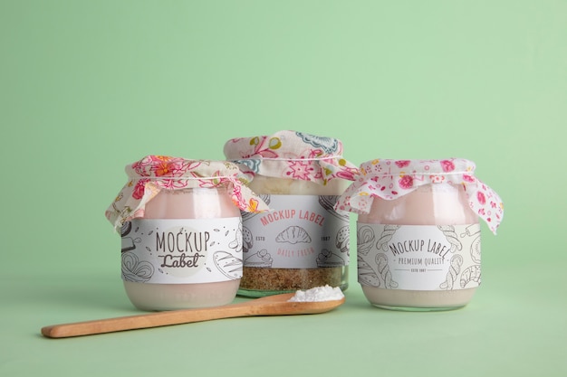 PSD view of dessert jars mock-up