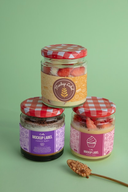 PSD view of dessert jars mock-up