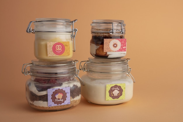 PSD view of dessert jars mock-up