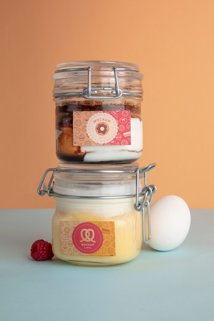 PSD view of dessert jars mock-up