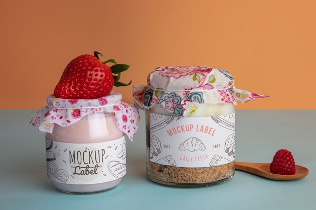 PSD view of dessert jars mock-up