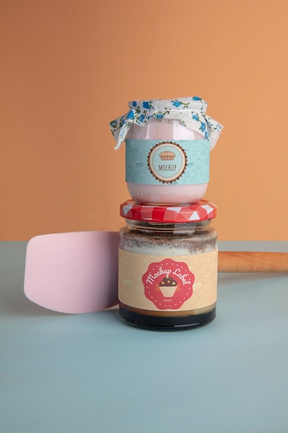 PSD view of dessert jars mock-up