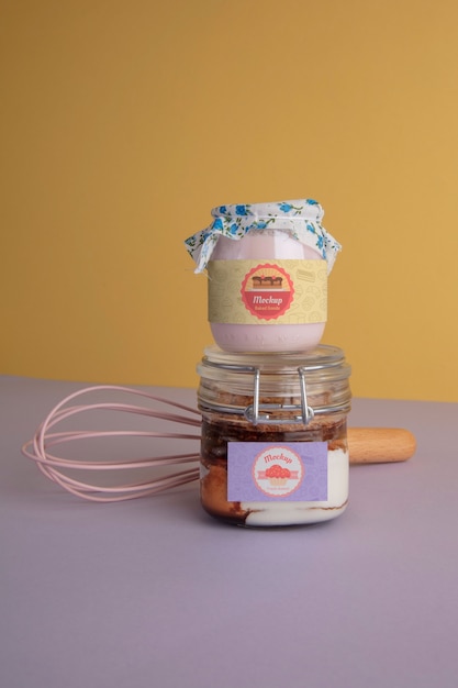 PSD view of dessert jars mock-up