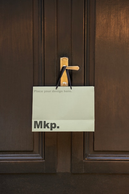 View of elegant paper shopping bag mock-up design