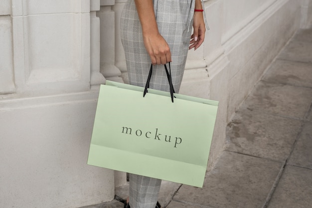 PSD view of elegant paper shopping bag mock-up design