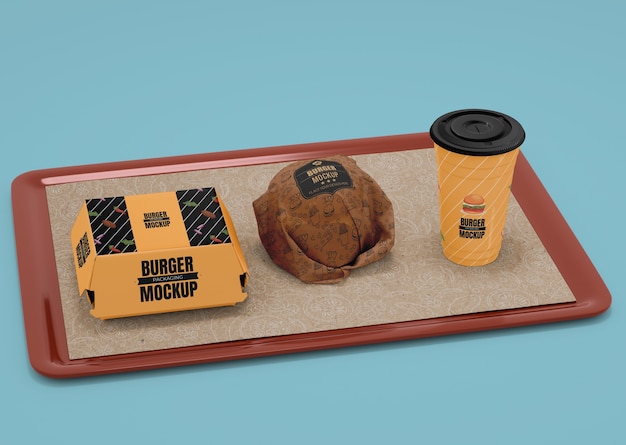 View of fast food packaging mock-up design