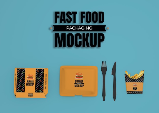 PSD view of fast food packaging mock-up design