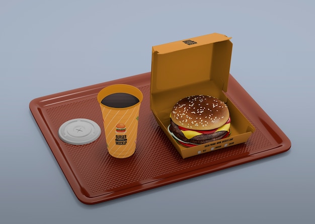 PSD view of fast food packaging mock-up design