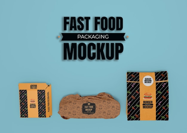 PSD view of fast food packaging mock-up design