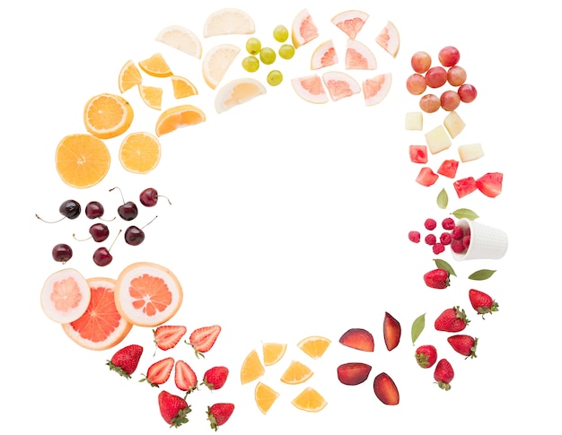 PSD view of fresh mix of delicious fruits