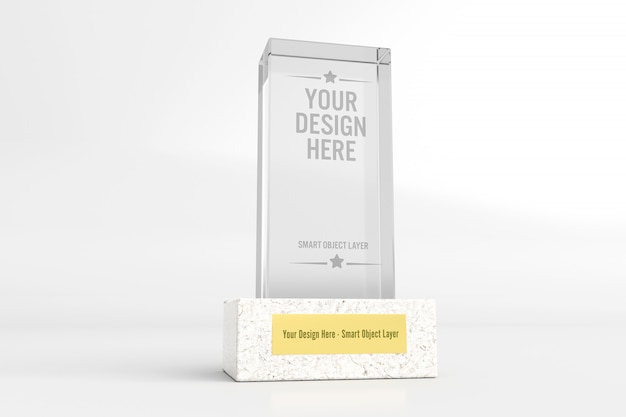 PSD view of a glass trophy mockup