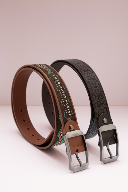 PSD view of leather belt with buckle