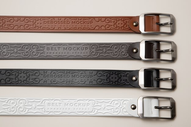 PSD view of leather belt with buckle