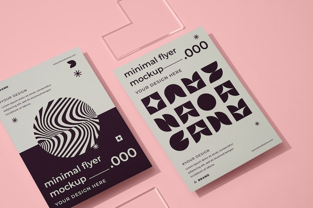 PSD view of minimal paper flyer mock-up