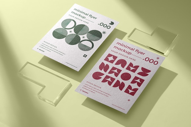 PSD view of minimal paper flyer mock-up