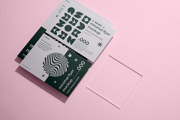 PSD view of minimal paper flyer mock-up