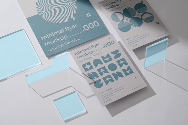 PSD view of minimal paper flyer mock-up