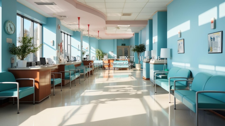 PSD view of modern reception in clinic