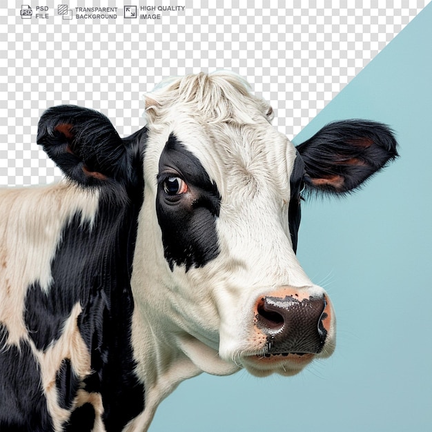 PSD view of a beautiful cow on transparent background