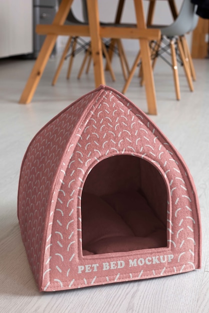 PSD 반려동물을 위한 침대 목업 디자인 보기