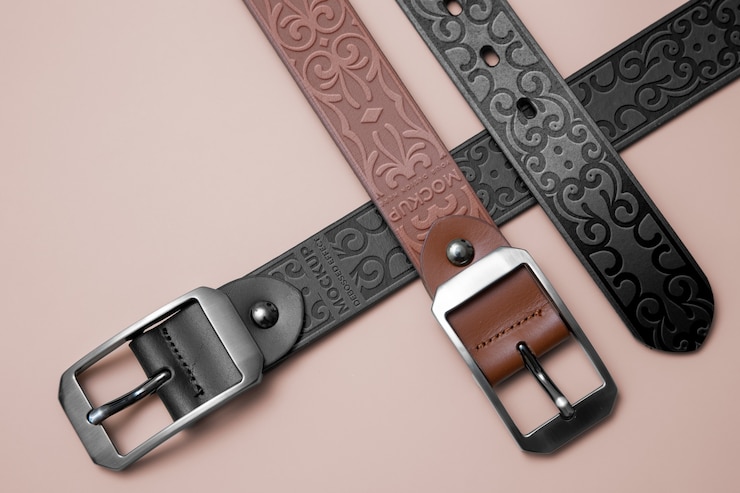 PSD view of leather belt with buckle