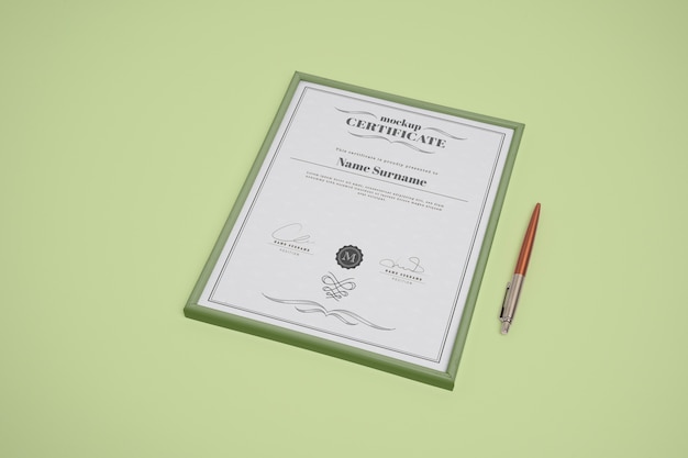 PSD view of official certificate mock-up