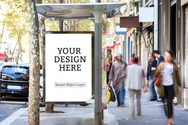 PSD view of a outdoor advertisement mockup