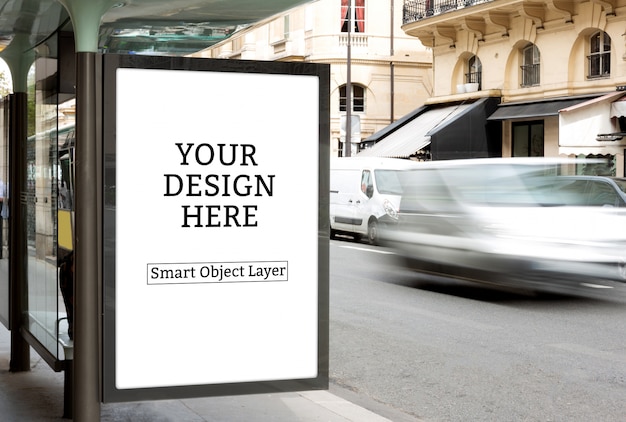 PSD view of a outdoor advertisement mockup