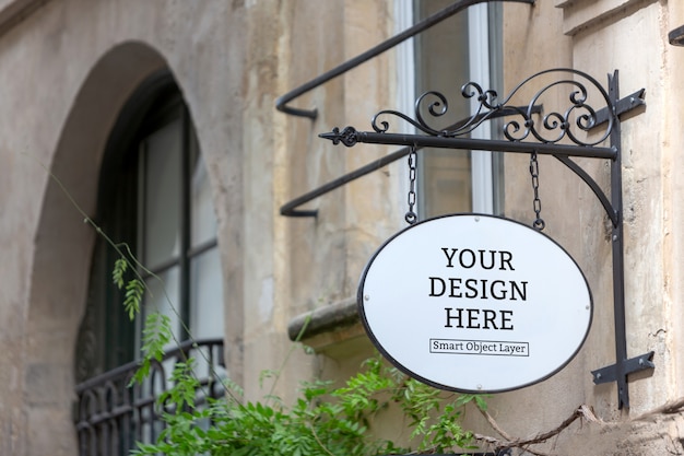 view of a outdoor store sign mockup