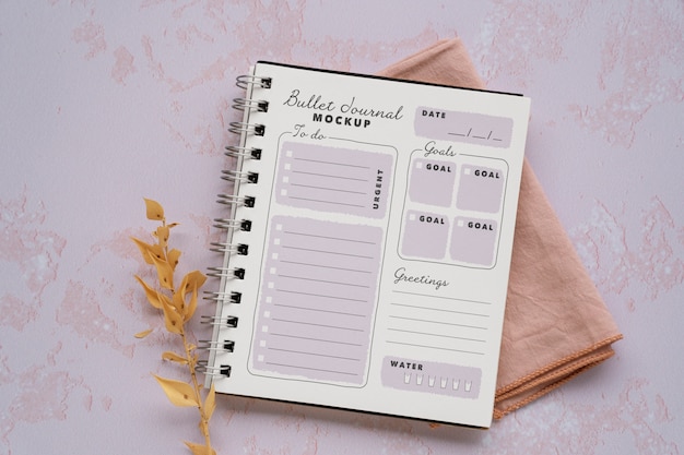 PSD view of paper journal/planner mock-up design