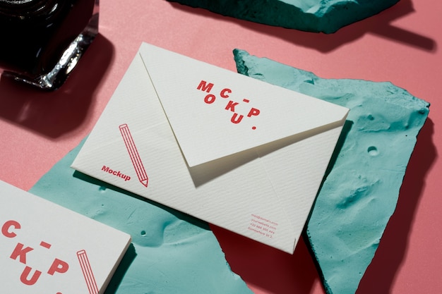 view of paper stationery with stone display