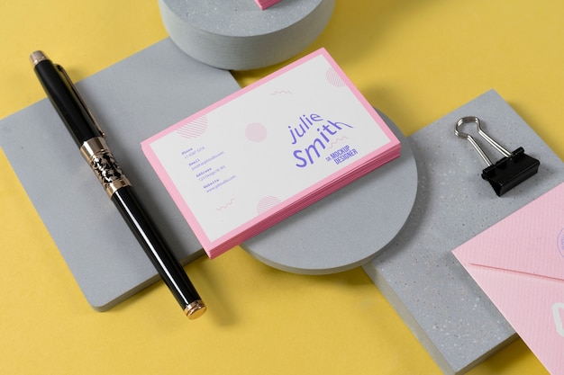 view of paper stationery with stone display