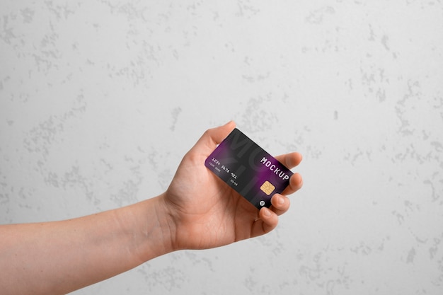 view of person using credit card mock-up design
