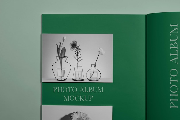 View of photo album mock-up design